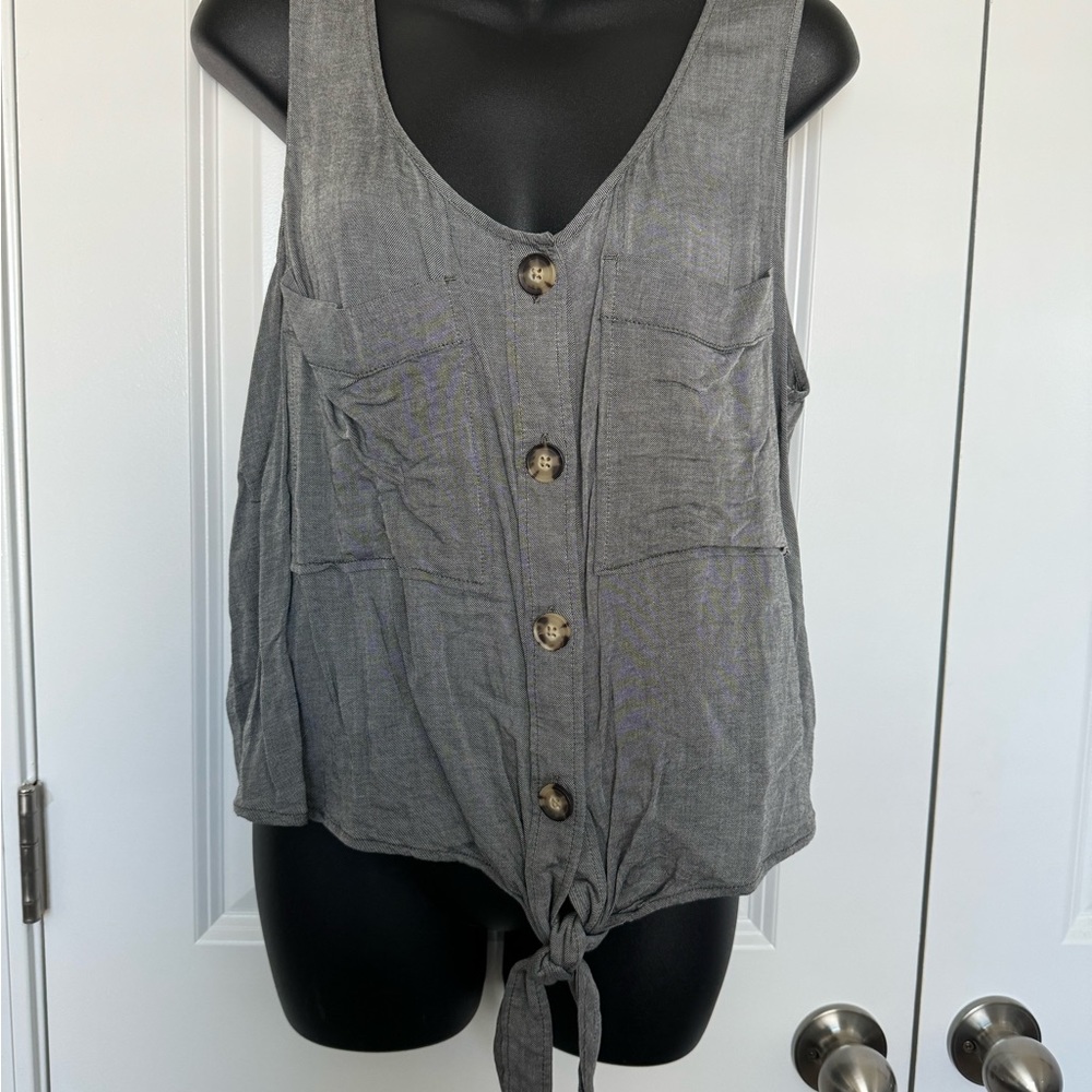 Express women’s gray tie tank with elastic waist - XL